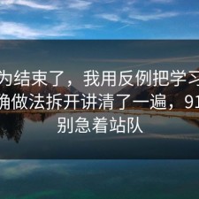 你以为结束了，我用反例把学习方法的正确做法拆开讲清了一遍，91网 先别急着站队